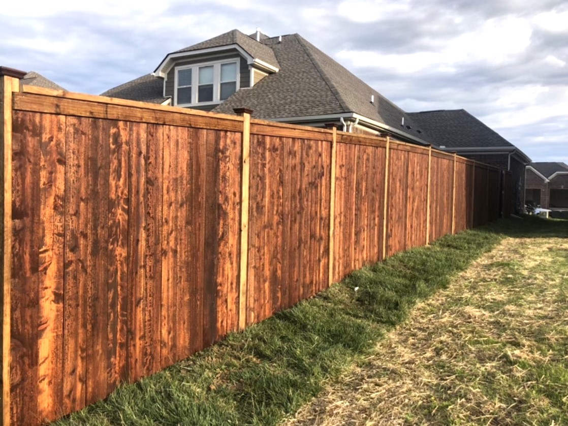Photo of a pre-stained wood fence in West Metro, MN